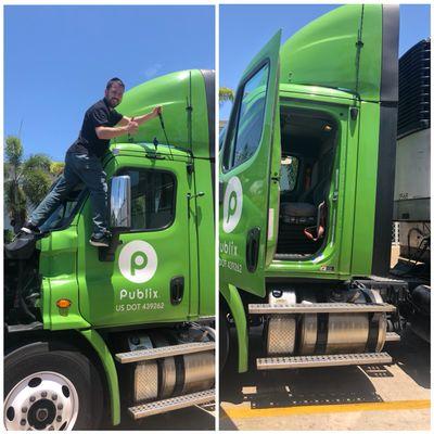 Unlocking an eighteen-wheeler.