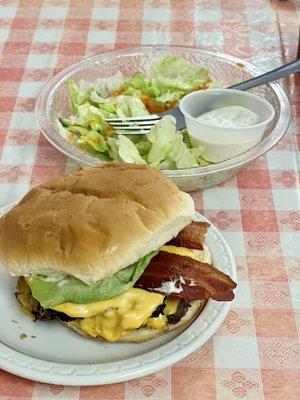 Double Bacon Cheeseburger and a Dinner Salad