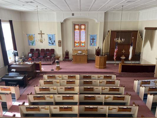 Sanctuary interior from balcony.