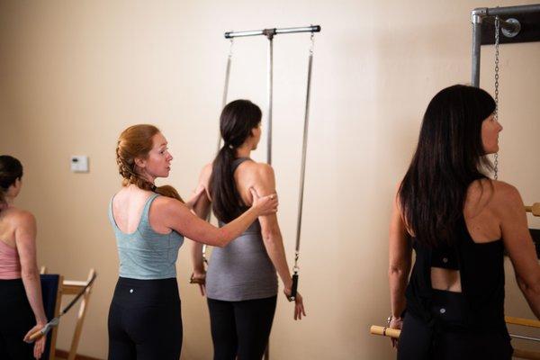 Group classes on all of the Pilates equipment in the system