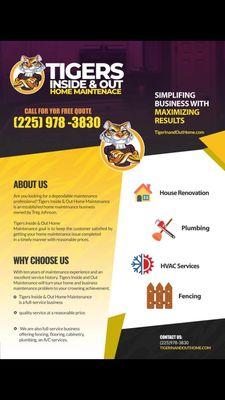 Tigers Inside & Out Home Maintenance