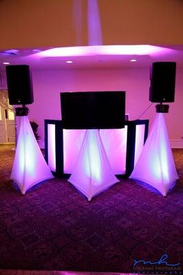 Beautiful dance floor lights and room uplighting