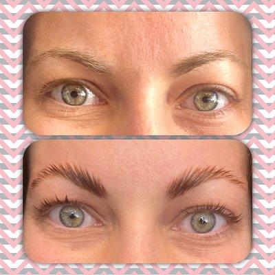 Brow lamination. Before & after