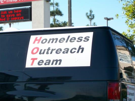 The HOT van in front of the Walgreen's on Midway, where there have been problems with loitering and begging.