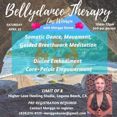 Join me for monthly Bellydance Therapy Workshops for Women in our cozy boutique studio by the sea. Learn something new or renew your skills.