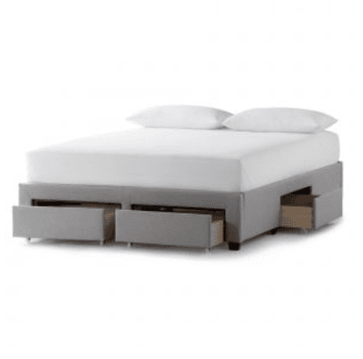 Malouf Watson upholstered platform bed base with storage drawers