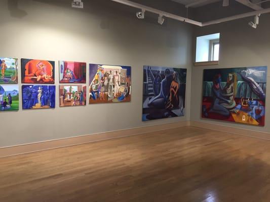 Warner Gallery, O' Brien Arts Center featuring artist Yolanda Chetwynd's Art Stories: histories and mysteries about art