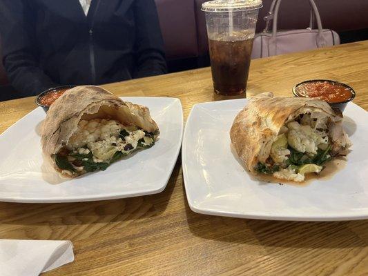 Spinach and artichoke with feta calzone