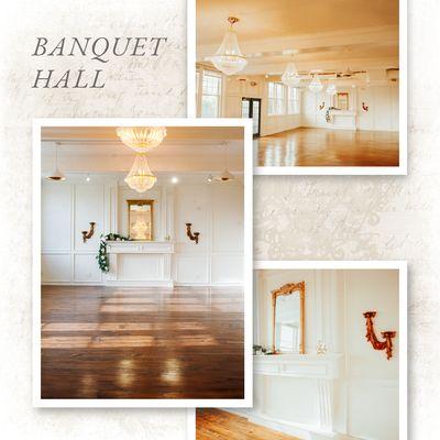 Banquet Hall, with seating for up to 130 guests for a seated dinner or 175 guests for a cocktail reception!