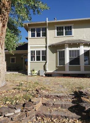 Far away of green house with radon mitigation