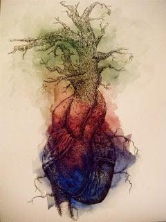 The tree of life emerges from the hearts of all who Reed touches.