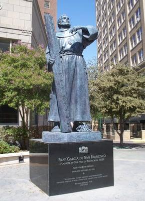 John Houser, sculptor; Fray Garcia de San Francisco; 1996; bronze