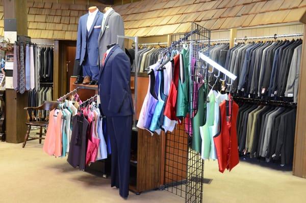 We offer a large selection of tuxedo rentals for weddings and proms.