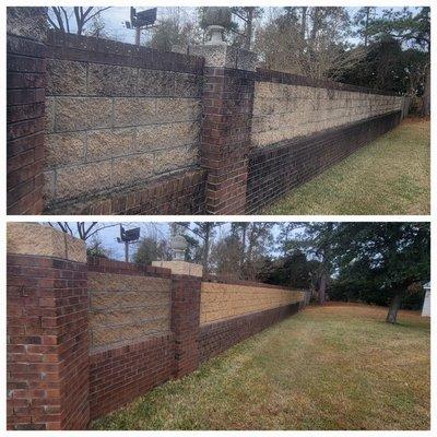 Block and brick fence cleaned in Jacksonville NC