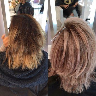 Color correction  full highlights  and color from roots to end