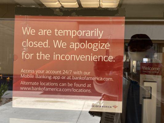 Bank was closed on a Tuesday morning and all 3 ATMs were out of cash.