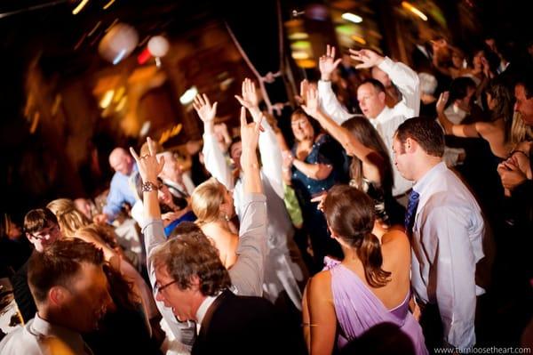 A rocking dance floor, courtesy of Scratch Weddings.