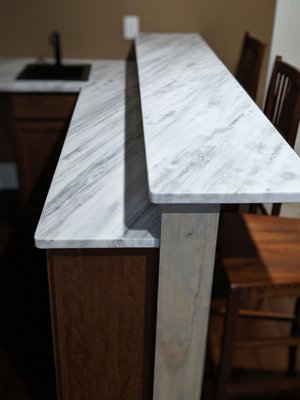 Leathered marble bar top and counter top.