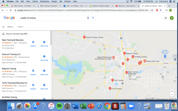 Literally every other towing company in Pueblo has at least above average stars. RMA Towing is the only company that doesn't.