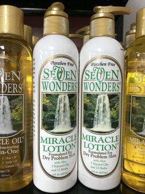 Miracle Lotion works wonders on all types of skin.  Feel the silkiness of Olive Oil and six other natural oil and 13 natural herbal extracts