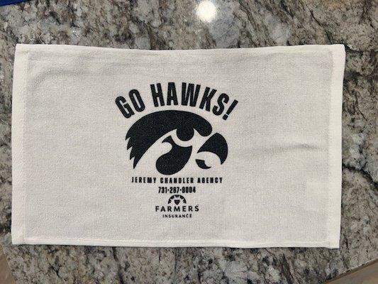 South Side High School Hawks spirit towel by Farmers Insurance