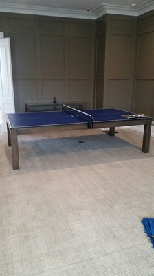 The nicest ping-pong table I've ever seen! Sold by Blatt's Billiards N.Y.  Installed in Ponte Vedra by Atlas Billiard Service.