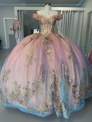 cotton candy quinceañera dress