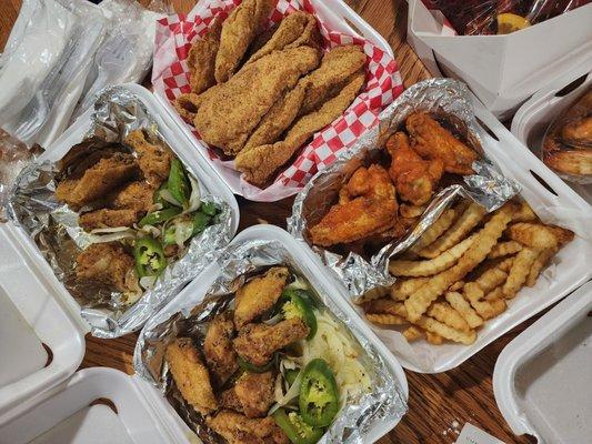 salt & pepper wings & catfish