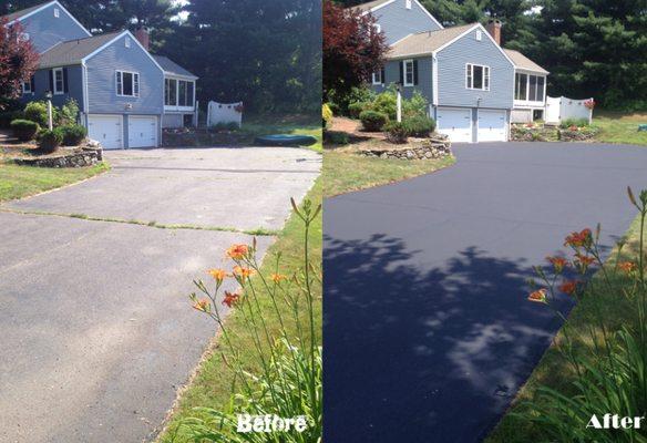 Asphalt driveway We sealcoated and crack filled