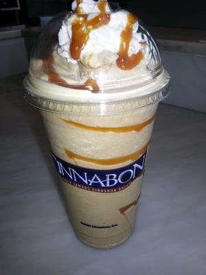 Cinnabon latte blended with light whip and caramel mm mm