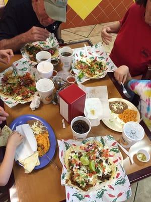 Family lunch...taco plates for the adults and quesadillas/flautas for the kiddos.