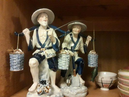 Vintage Asian Fisherman Porcelain