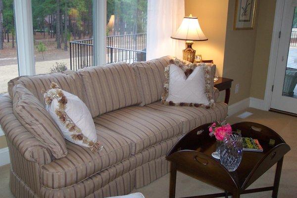 Stripe sofa and pillows