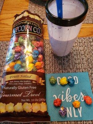 Bought Fruit Salad Popcorn @ #1 Nino's Market~ $3.59. Flavors: Apple,Banana, Blue Raspberry, Cherry, Grape, Orange, Strawberry. 7/28