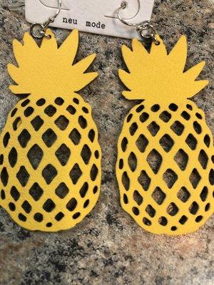 Leather pineapple earrings