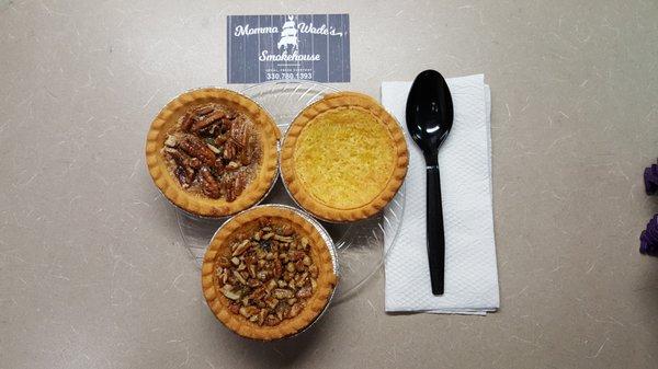 Pecan Pie, Chess Pie, and Chocolate Bourbon Pecan Pie.