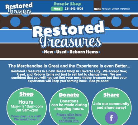 For more Restored Treasures Resale shop info visit us at restoredtreasurestc.com