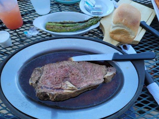 King cut prime rib swimming in au jus!