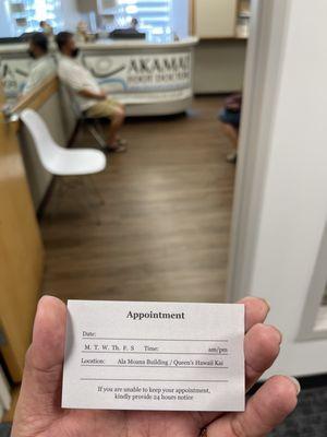 Business card acts as a reminder as well for your next appointment