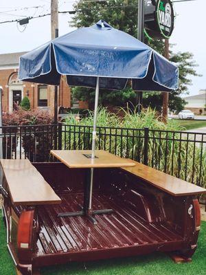 Benches and tabletop for outdoor seating