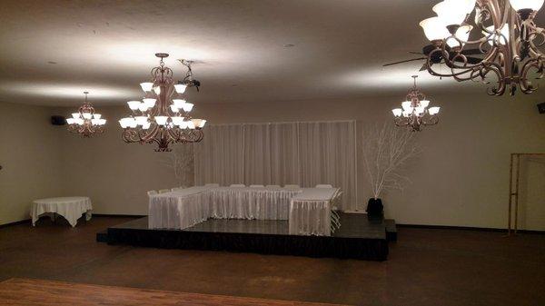 Stage with head table.