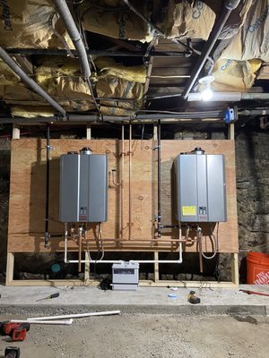 Installed these new rannai water heaters to help out the customer with saving money on there gas bill.