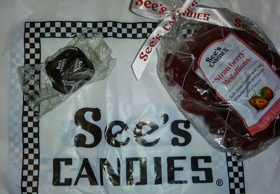 A bag of Strawberry Medallions ($8.50) plus a free chocolate just for stopping by!