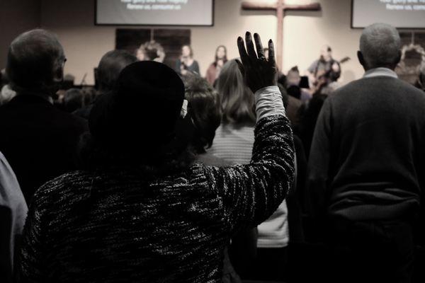 Worshiping the Lord with the congregation at Faith Community Church, Vacaville.