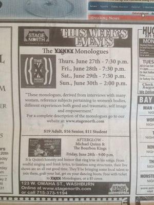 The June 24, 2013 censored Daily Press ad for a local production of "The Vagina Monologues" which drew widespread ridicule.