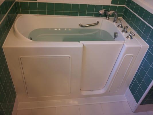 After Picture - Bathroom remodel w/ this beautiful Walk in Tub that fits into the same space as your old tub.