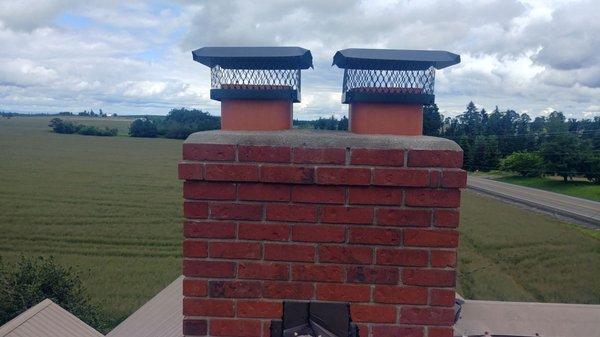 A chimney repair of brick.