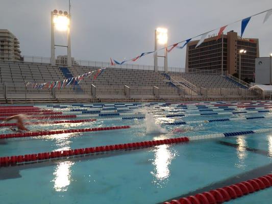 Misty morning swim practice.