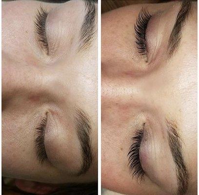 Lash lift before and after