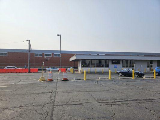 Road test driving area across from the entrance of DMV services